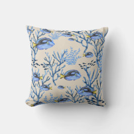 Beige Blauwe Koraalrif Strand Zeeleven Vissen Naut Kussen