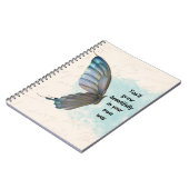 Beige Blauwe Vintage Vlinder Spiraal Foto Notitieb Notitieboek (Linkerzijde)