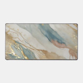 Beige & Blauwe Waterverf Abstract Marmer Bureaumat (Voorkant)