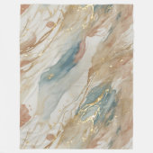 Beige & Blauwe Waterverf Abstract Marmer Fleece Deken (Voorkant)