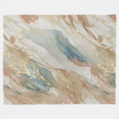 Beige & Blauwe Waterverf Abstract Marmer Fleece Deken (Voorkant (Horizontaal))