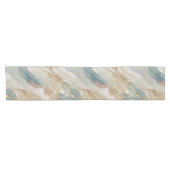 Beige & Blauwe Waterverf Abstract Marmer Korte Tafelloper (Horizontaal)