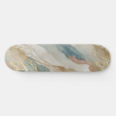 Beige & Blauwe Waterverf Abstract Marmer Persoonlijk Skateboard (Horizontaal)
