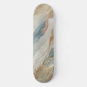 Beige & Blauwe Waterverf Abstract Marmer Persoonlijk Skateboard (Voorkant)