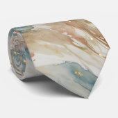 Beige & Blauwe Waterverf Abstract Marmer Stropdas (Opgerold)
