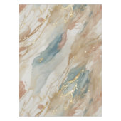 Beige & Blauwe Waterverf Abstract Marmer Tafelkleed (Voorkant)