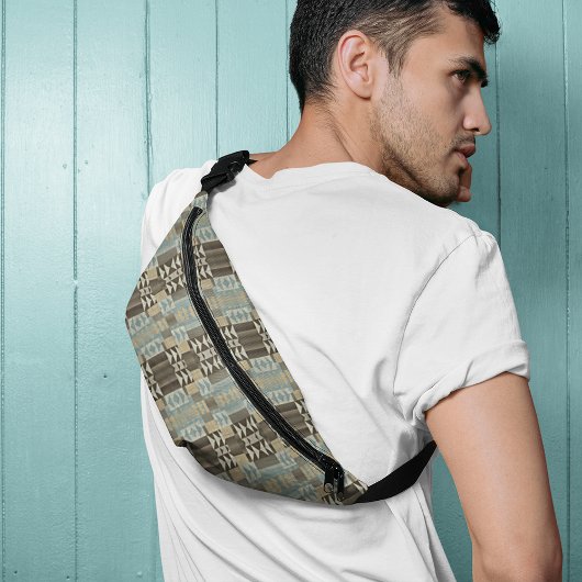 Beige Blauwgroen Blauw Groen Taupe Brown Tribal Pa Heuptasje