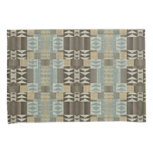 Beige Blauwgroen Blauw Groen Taupe Brown Tribal Pa Kussensloop (Voorkant-Rechts)