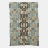 Beige Blauwgroen Blauw Groen Taupe Brown Tribal Pa Theedoek (Verticaal)