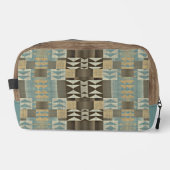 Beige Blauwgroen Blauw Groen Taupe Brown Tribal Pa Toilettasje (Voorkant)