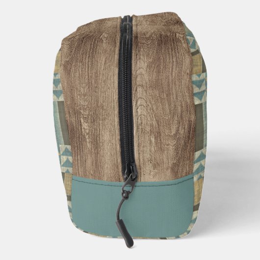 Beige Blauwgroen Blauw Groen Taupe Brown Tribal Pa Toilettasje (Rechts)