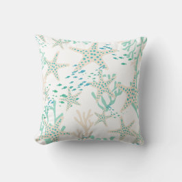 Beige Blauwgroen visschelpen Starfish Koraalrif Kussen