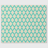 Beige, Blauwgroen XL Marokkaanse Quatrefoil #4 Cadeaupapier (Vlak)