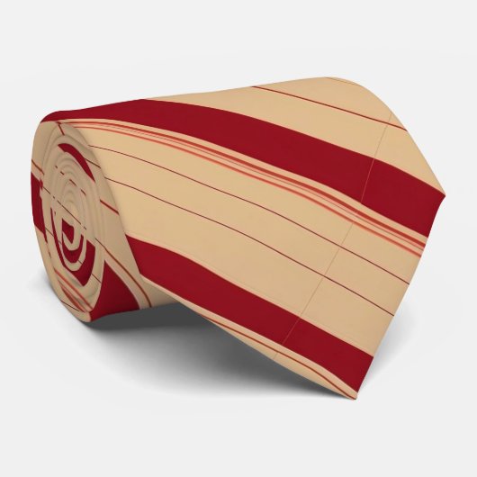 Beige Bliss met Crimson Accenten Stropdas (Opgerold)