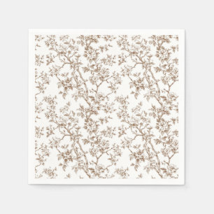 Beige Bloeiende Tak Toile Cocktailservetten Servet