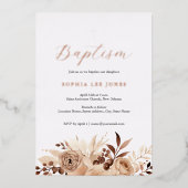 Beige Bloem Boho Waterverf Doop Folie Uitnodiging (Voorkant)