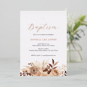 Beige Bloem Boho Waterverf Doop Folie Uitnodiging (Staand Voorkant)