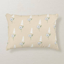 Beige Bloemen Boheems Botanisch Patroon Accent Kussen