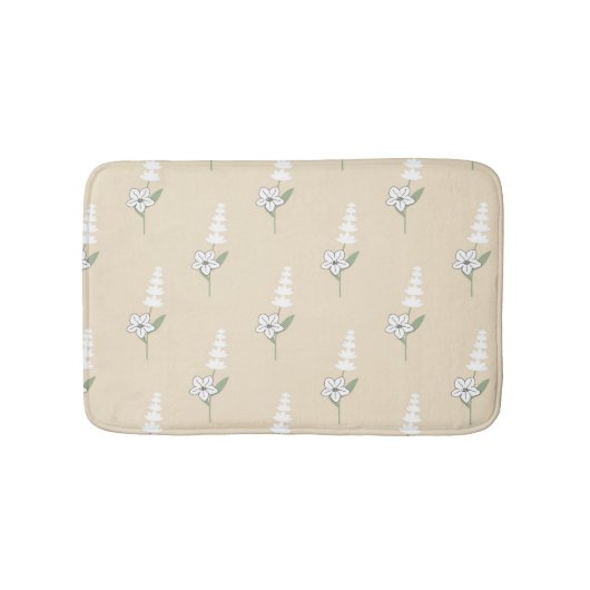 Beige Bloemen Boheems Botanisch Patroon Badmat (Voorkant)