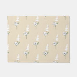 Beige Bloemen Boheems Botanisch Patroon Deurmat