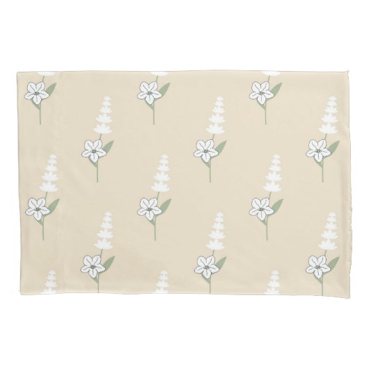 Beige Bloemen Boheems Botanisch Patroon Kussensloop (Voorkant)