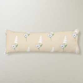 Beige Bloemen Boheems Botanisch Patroon Lichaamskussen