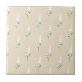 Beige Bloemen Boheems Botanisch Patroon Tegeltje (Voorkant)