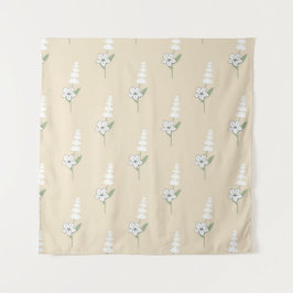 Beige Bloemen Boheems Botanisch Patroon Wandkleed