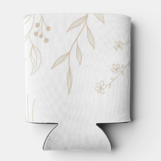 Beige Bloemen Boho bruiloft Blikjeskoeler (Achterkant)