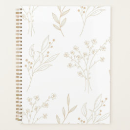 Beige Bloemen Boho bruiloft Planner