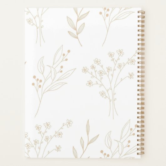Beige Bloemen Boho bruiloft Planner (Achterkant)