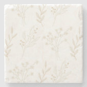 Beige Bloemen Boho bruiloft Stenen Onderzetter (Voorkant)