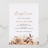 Beige Bloemen Boho Waterverf Doop Folie Folie Uitnodiging (Voorkant)