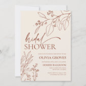 Beige Bloemen Botanische Bruids Douche Uitnodiging (Voorkant)