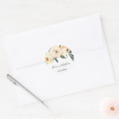 Beige bloemen bruiloft gunsten ronde sticker (Envelop)