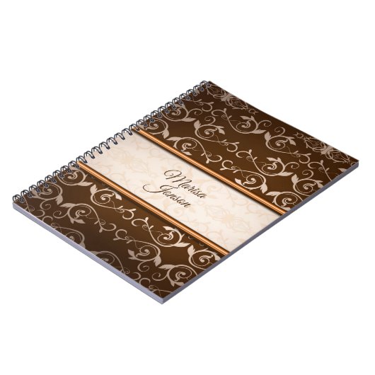 Beige Bloemen Damask Notitieboek (Linkerzijde)