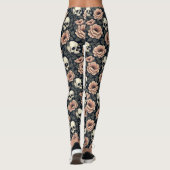 Beige bloemen en schedels leggings (Achterkant)