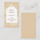 beige bloemen frame visitekaartje (Voorkant / Achterkant)