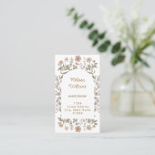 beige bloemen frame visitekaartje (Staand voorkant)