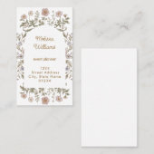 beige bloemen frame visitekaartje (Voorkant / Achterkant)