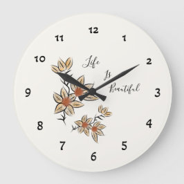 Beige bloemen grote klok