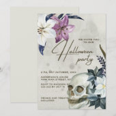 Beige Bloemen Halloween uitnodiging (Voorkant / Achterkant)