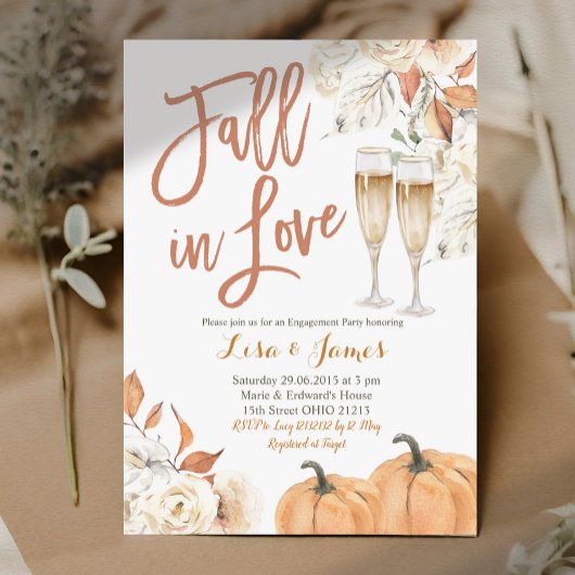 Beige Bloemen Herfst In Liefde Herfst Verlovingsfe Kaart