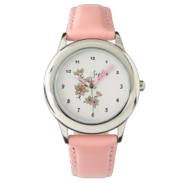 Beige bloemen horloge