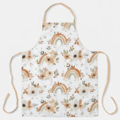 Beige Bloemen, Loof en Regenbogen Schort (Voorkant)