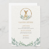 Beige Bloemen Paasdiner Menu Kaart (Voorkant / Achterkant)