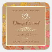 Beige Bloemen Product Verpakking Labels met harten (Voorkant)