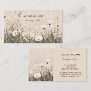 Beige Bloemen Visitekaartje