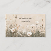 Beige Bloemen Visitekaartje (Voorkant)