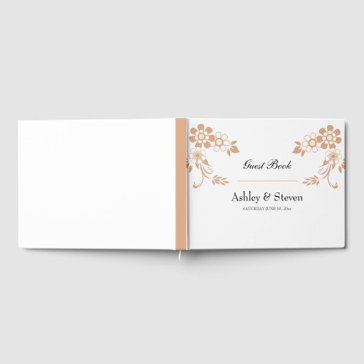 Beige bloemenbruiloft gastenboek (Volledig)